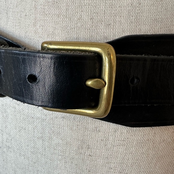 J. Crew | Black Italian Leather Corset-Style Dress Belt, Solid Brass Buckle, M - Picture 3 of 10